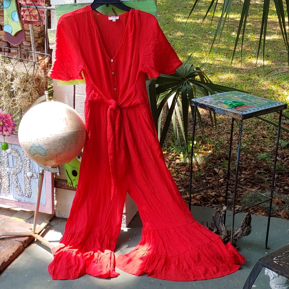Umgee - Red flowy jumpsuit; BOHO